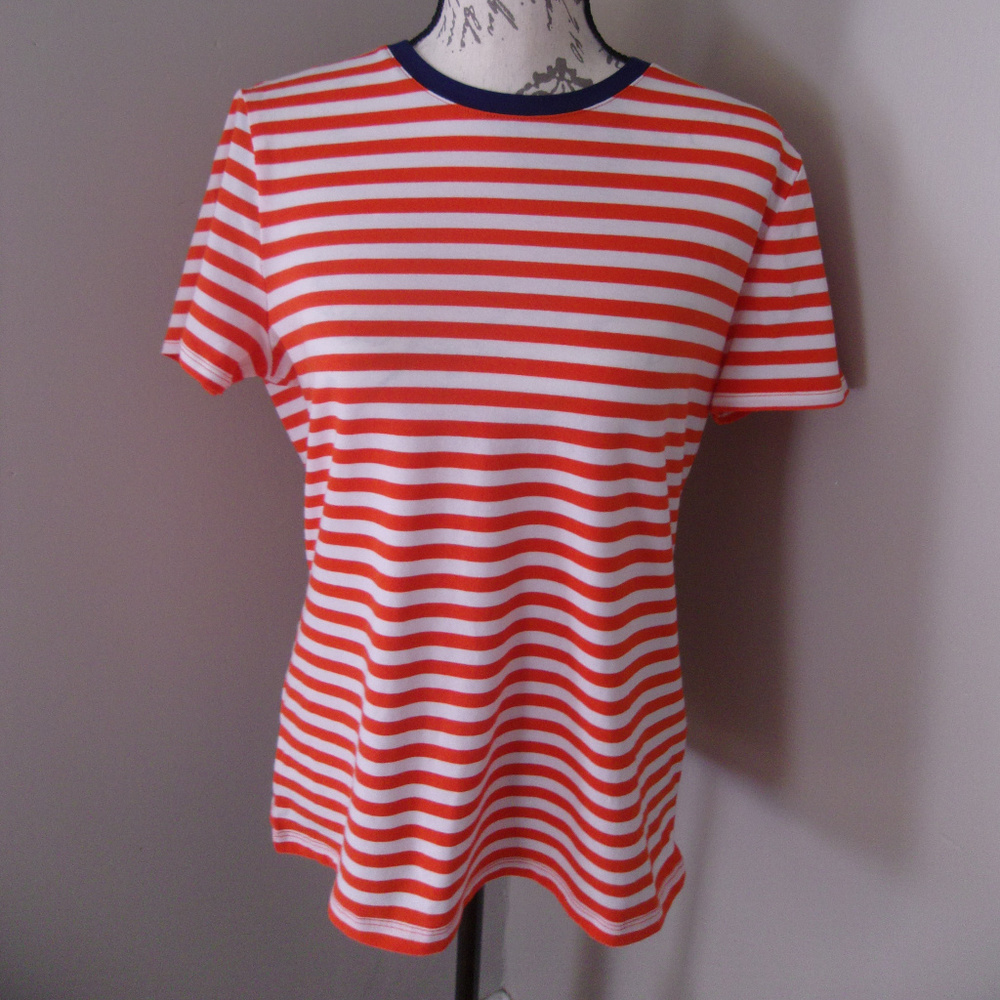 Lord & Taylor Red White Striped Top NWOT LARGE
